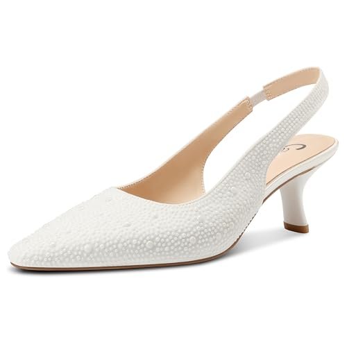 Castamere Womens Slingback Kitten Heels Close Square Toe Slip