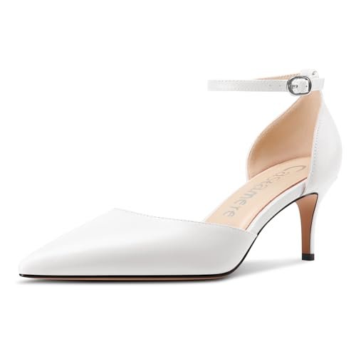 Castamere Women's Pumps Closed Pointed Toe Kitten Heels for Women Wedding Dress Casual Shoes with Ankle Strap 2